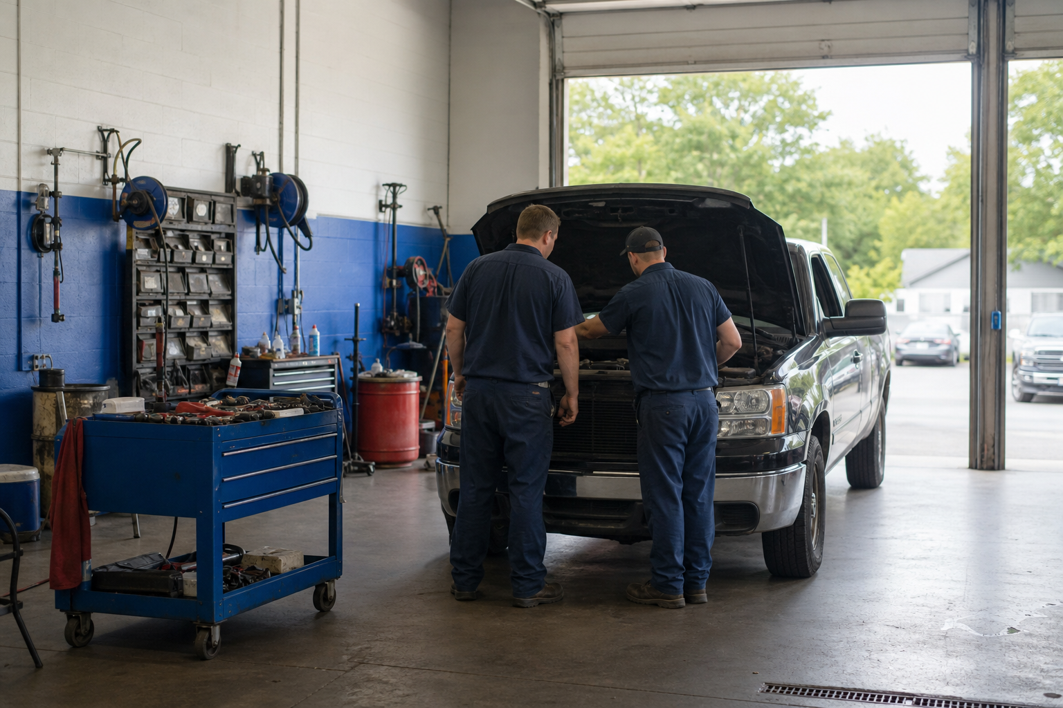 Technicians at work in the Automotive Concierge KC service bay in Raytown, MO